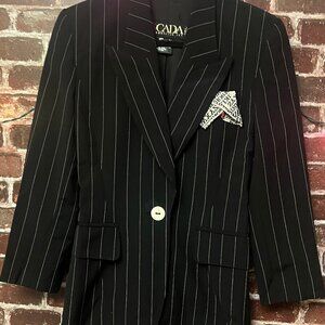 Vintage ESCADA Margaretha Ley Pinstripe Wool Silk Blazer - Size 34 Suggested Pri